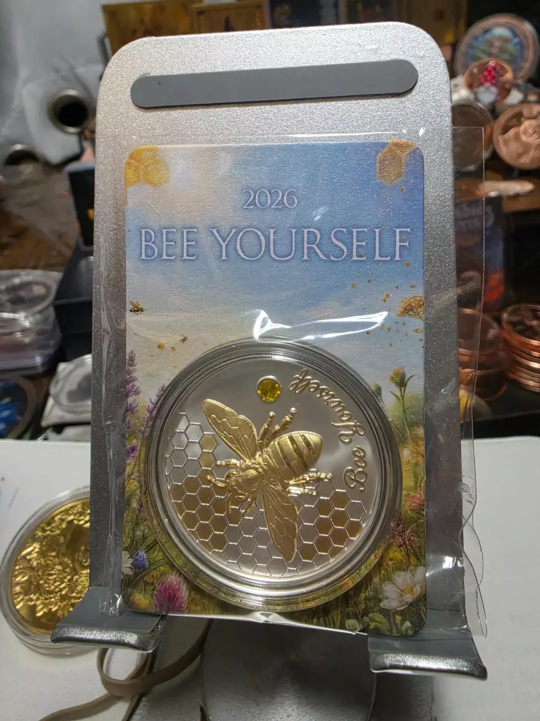 2026 Bee Yourself Silver & Gold Gilded 1 OZ Fine Copper Core Collectible Medal thumbnail