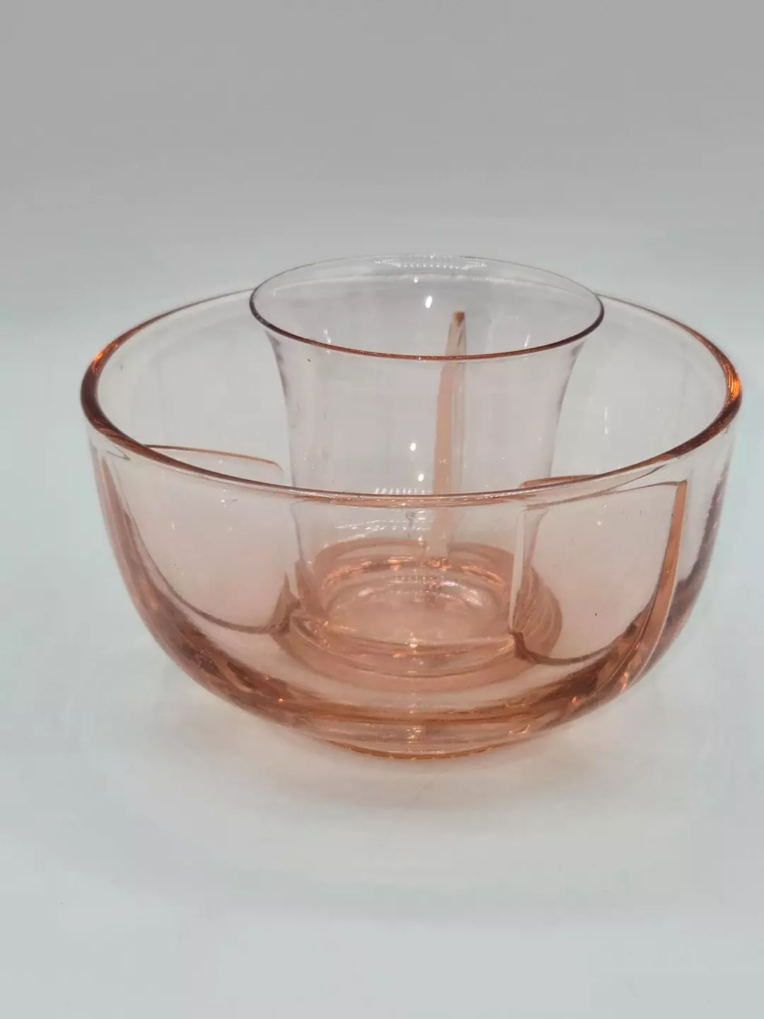 Fostoria Depression Glass Shrimp Cocktail Bowl w Center Cup Relish Dish 4.75" thumbnail