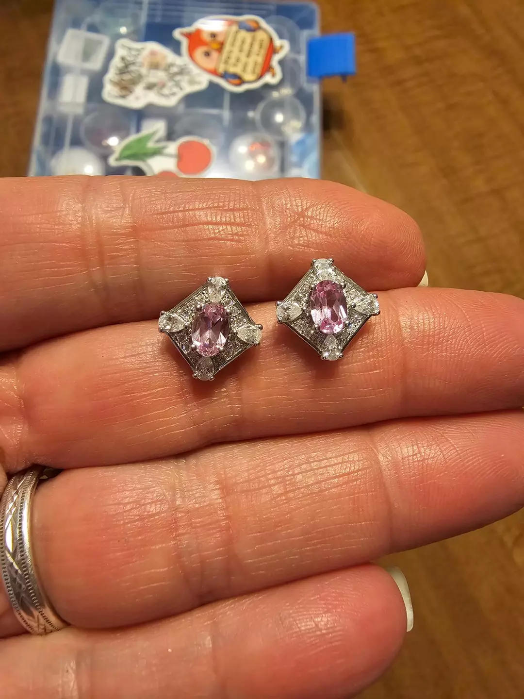 Sterling Silver Pink Sapphire earrings thumbnail