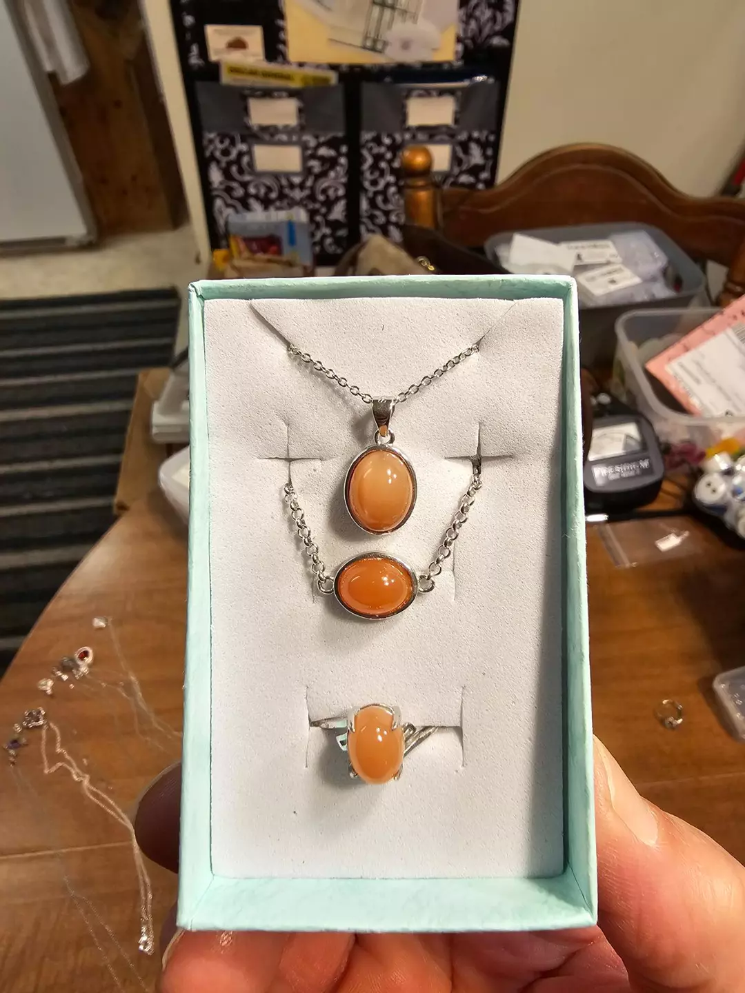 Sterling Silver Cats Eye Moonstone Set thumbnail