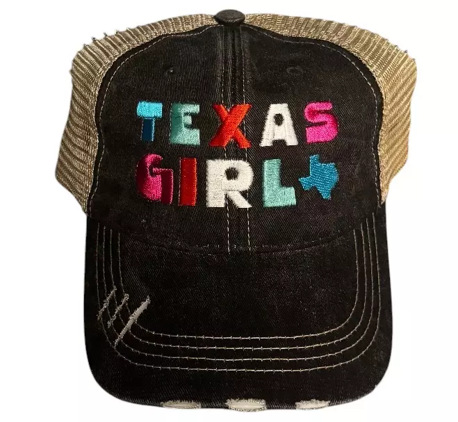 Texas Girl Distressed Mesh Truckers Hat OS thumbnail