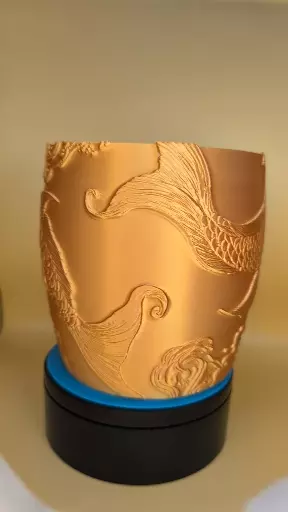 3D Printed Koi Fish Planter – Gold Silk Finish PLA thumbnail