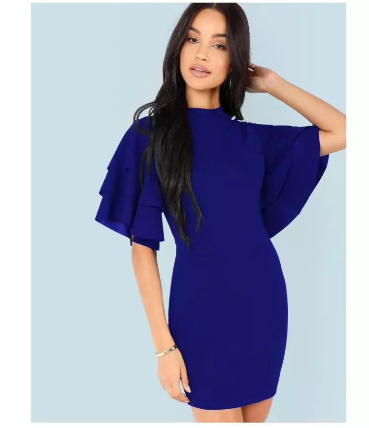 Tiered Flounce Sleeve Bodycon Dress S(4) thumbnail