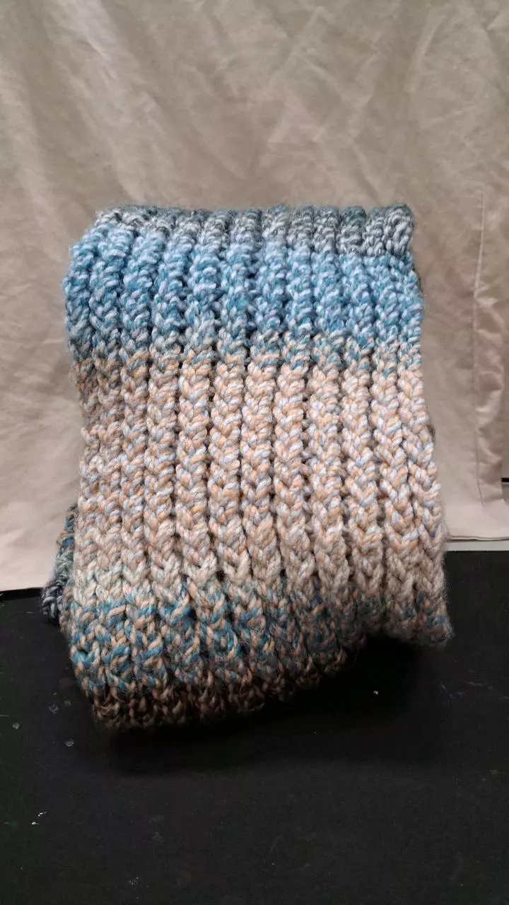 Hand knit soft yarn scarf thumbnail
