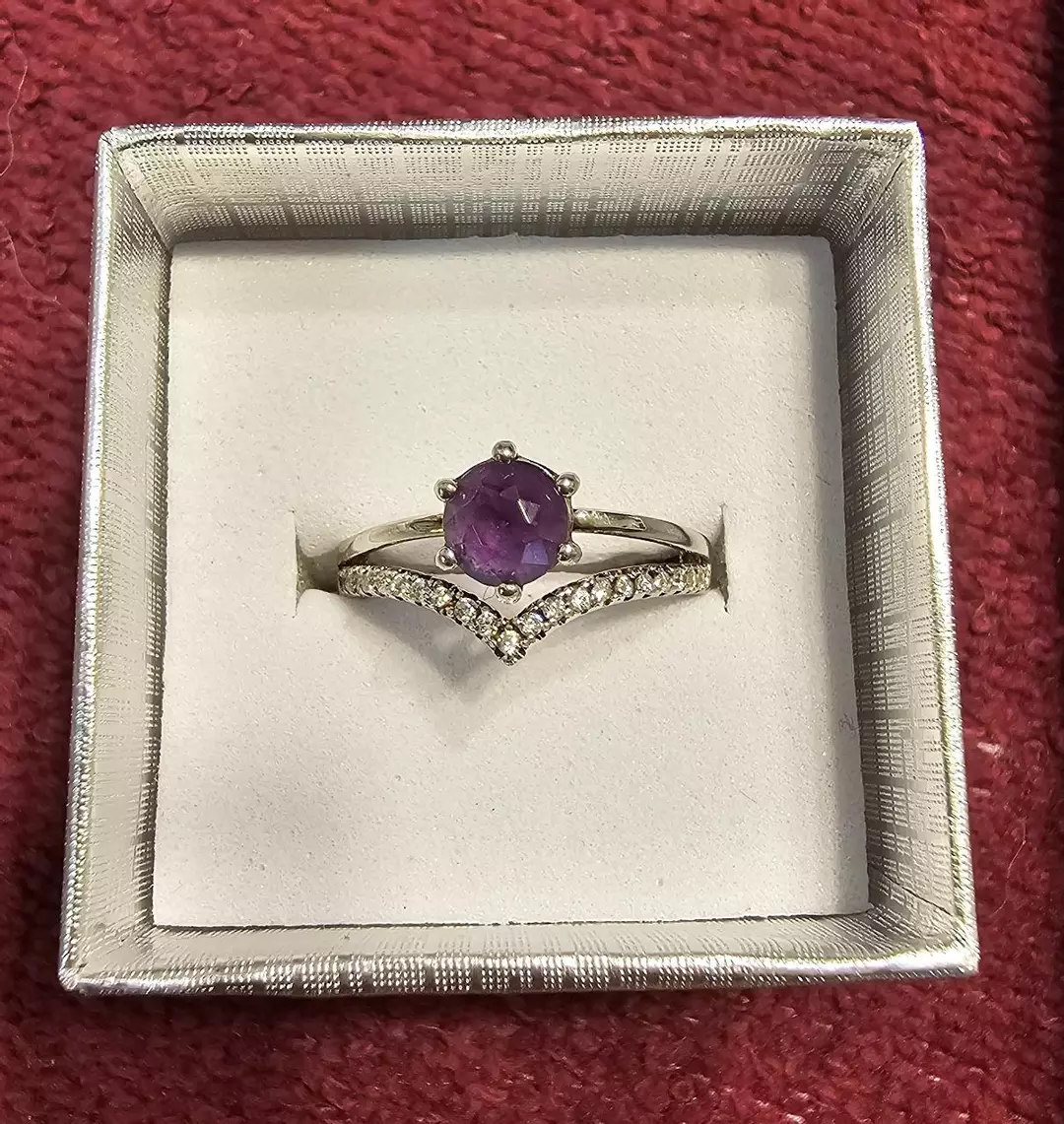 Sterling Silver Amthesty adjustable ring thumbnail