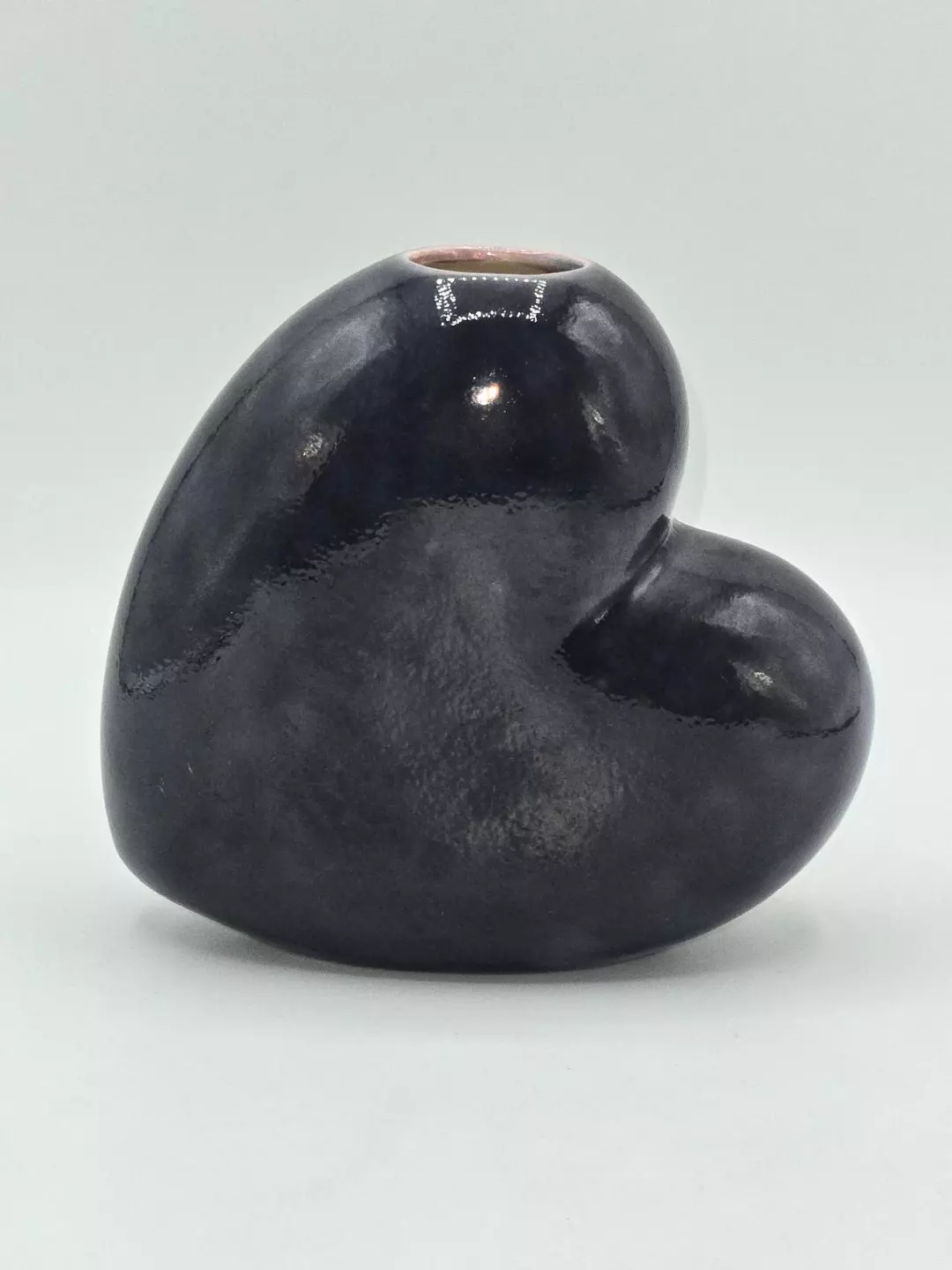 Signed Studio Pottery Abstract Vase Organic Sculptural Form Dark Glaze Modern thumbnail