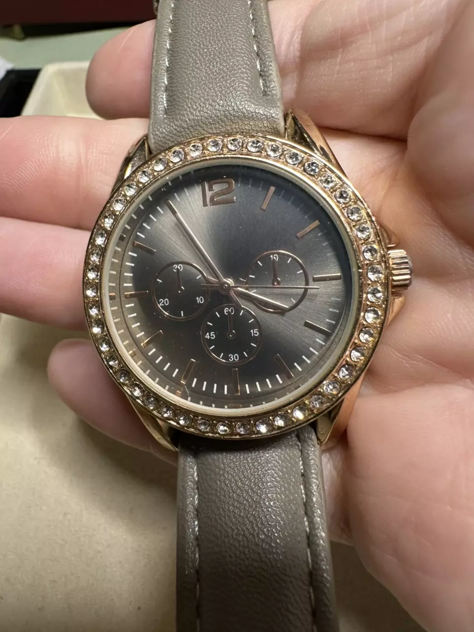 Ladies Valletta rose gold tone, rhinestone bezel thumbnail