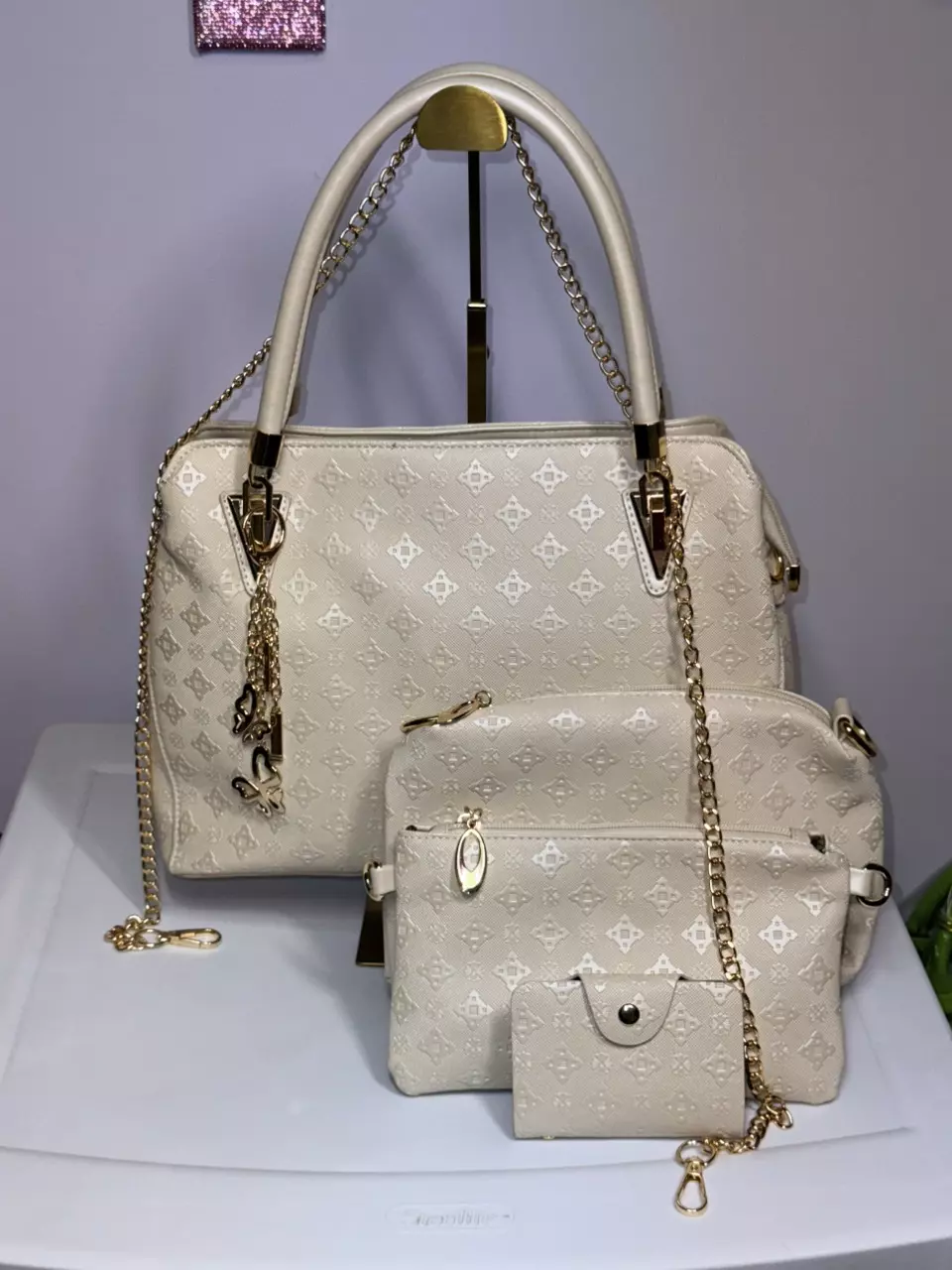 Cream 3-Piece Handbag Set thumbnail