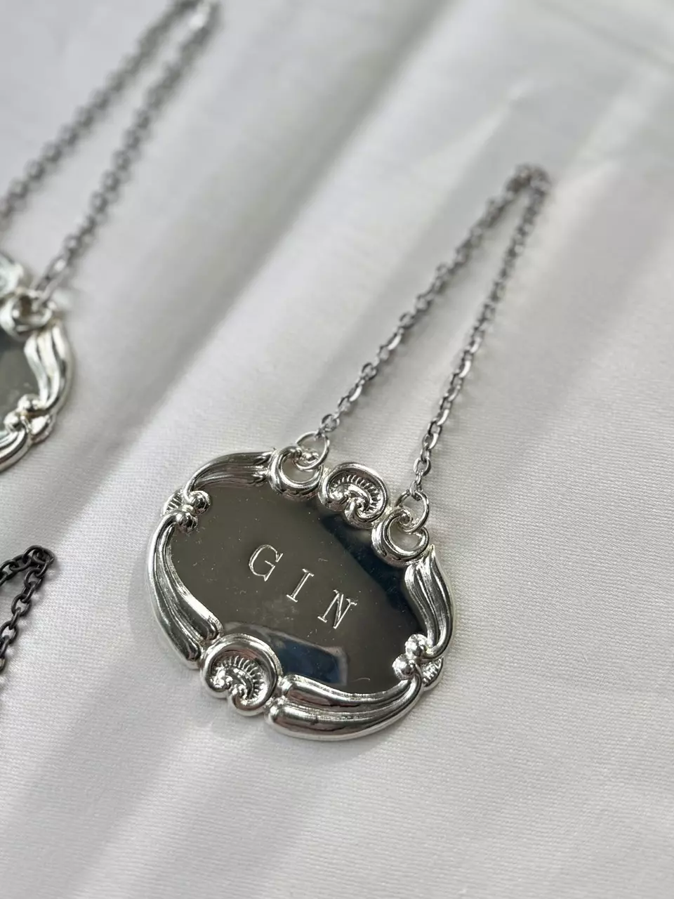 Silverplated gin liquor tag (NOS) thumbnail