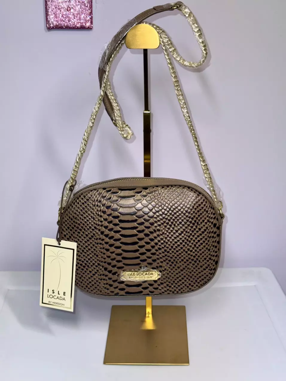 Isle Locada Croc Shoulder Bag – Brown thumbnail