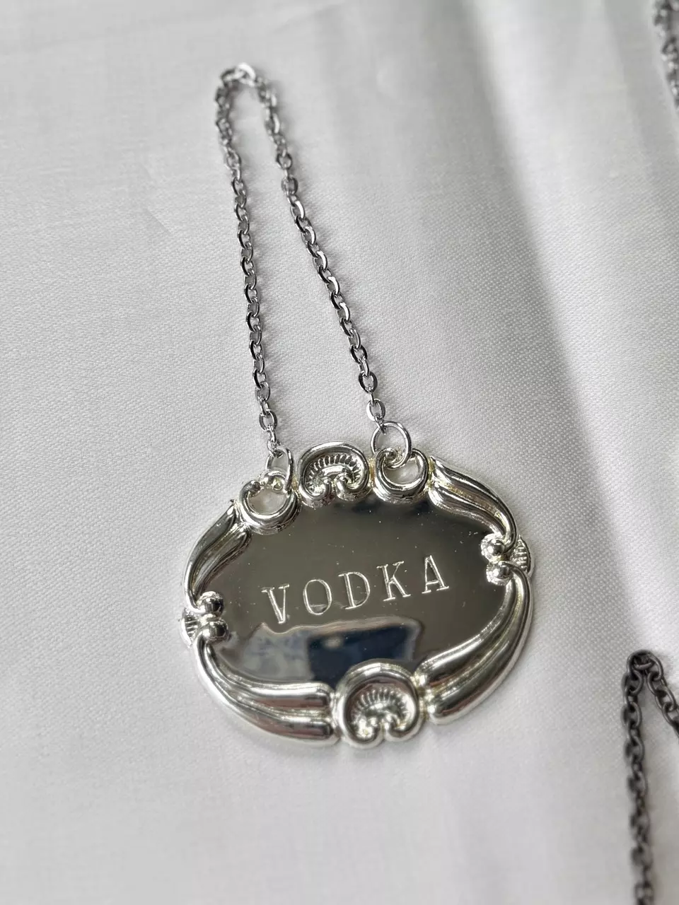 Silverplated vodka liquor tag (NOS) thumbnail
