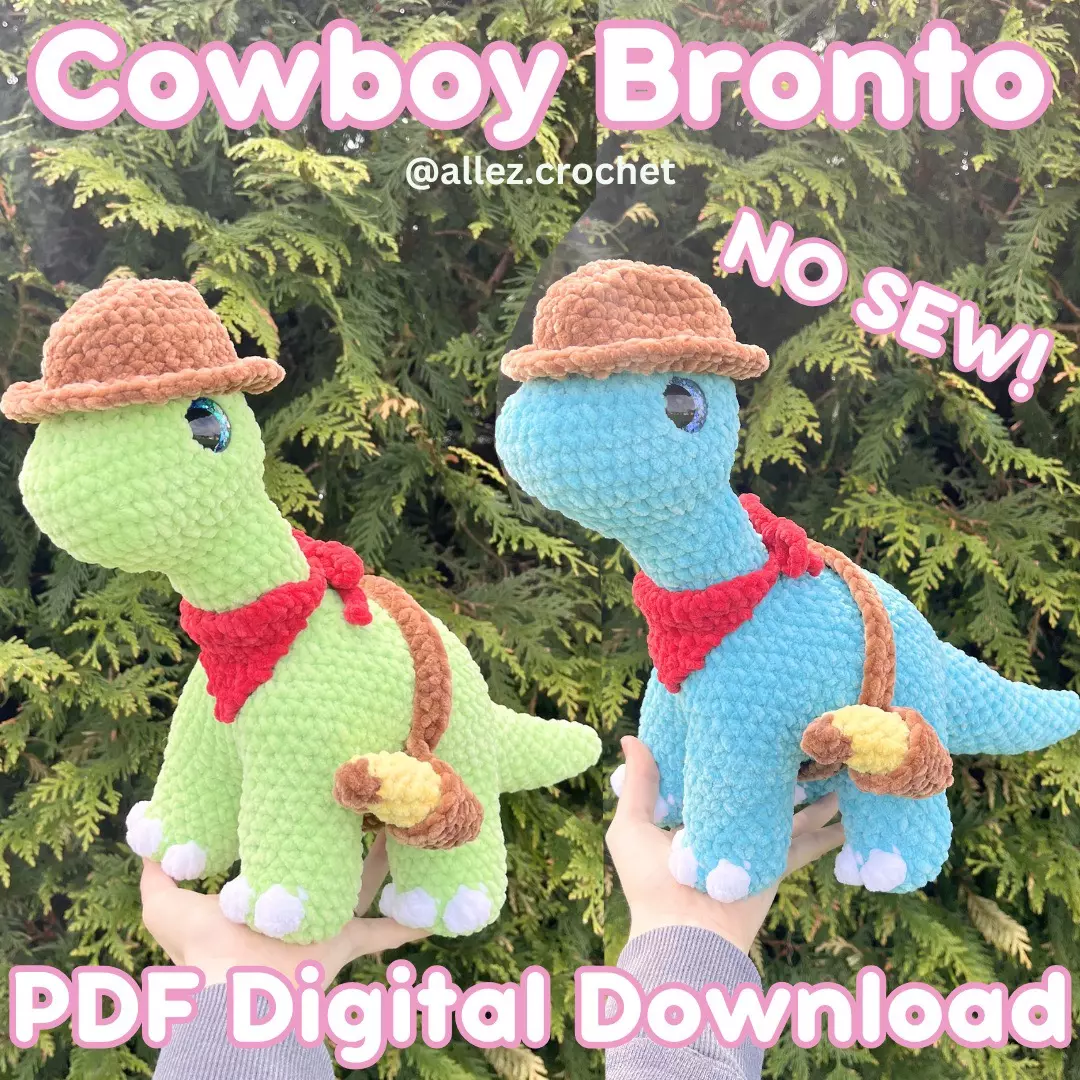 🤠🦕PDF Crochet Pattern: Cowboy Bronto! (NOT a physical product thumbnail