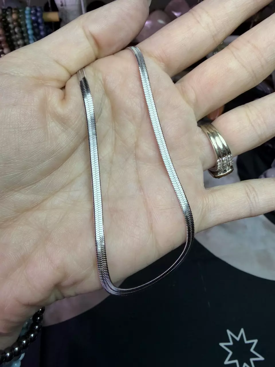18 in silver plated stainless steel herringbone necklace thumbnail