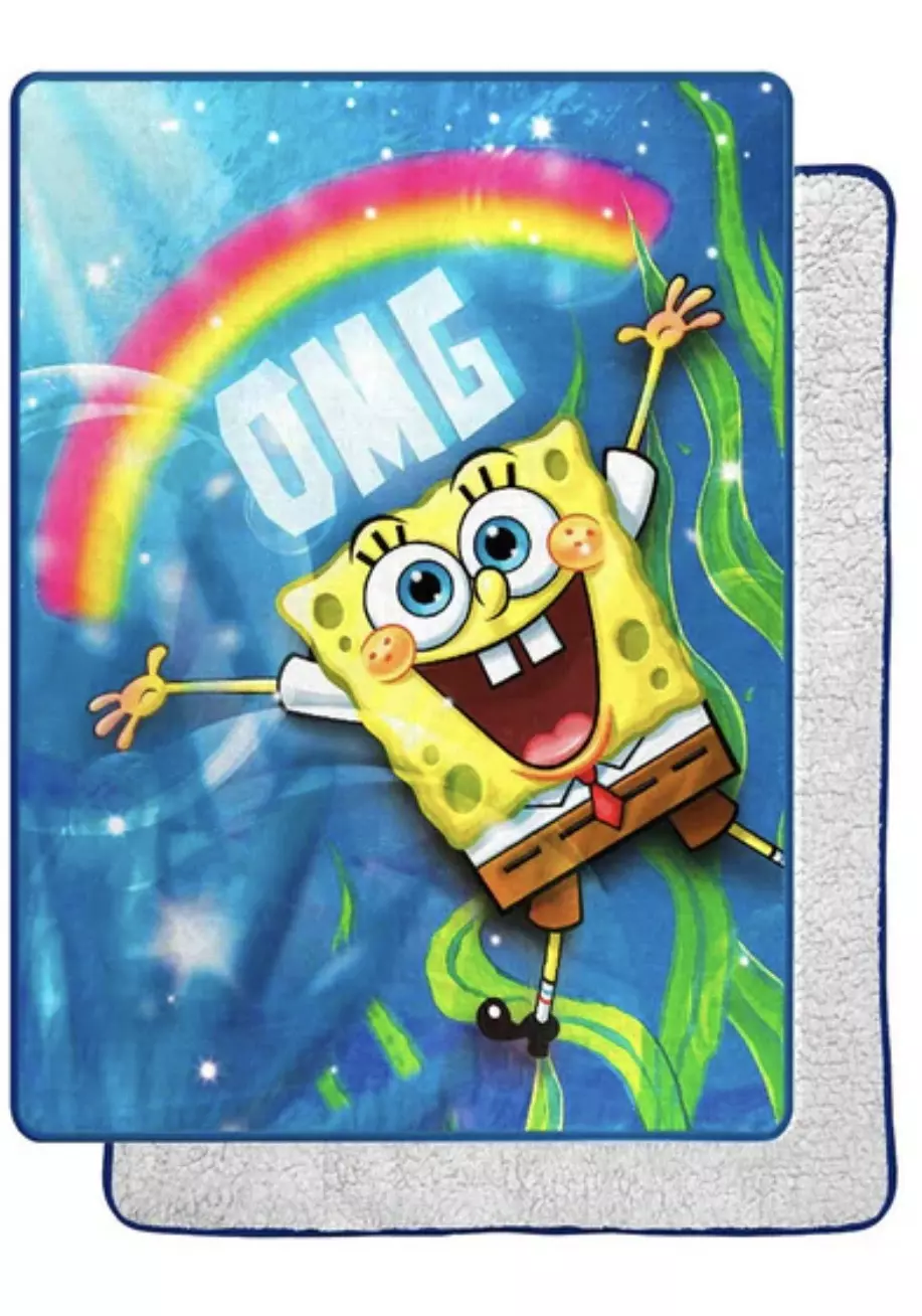 Northwest Spongebob Squarepants Silk Touch Sherpa Throw Blanket, 60" x 80", OMG thumbnail