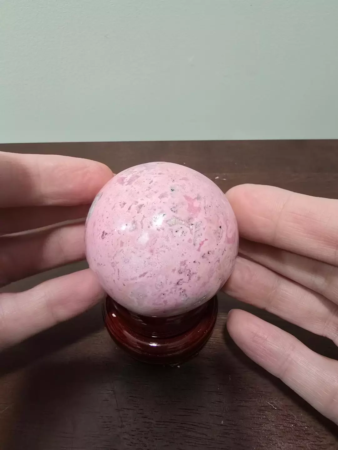 Pink Rhodonite Crystal Sphere 54 mm thumbnail