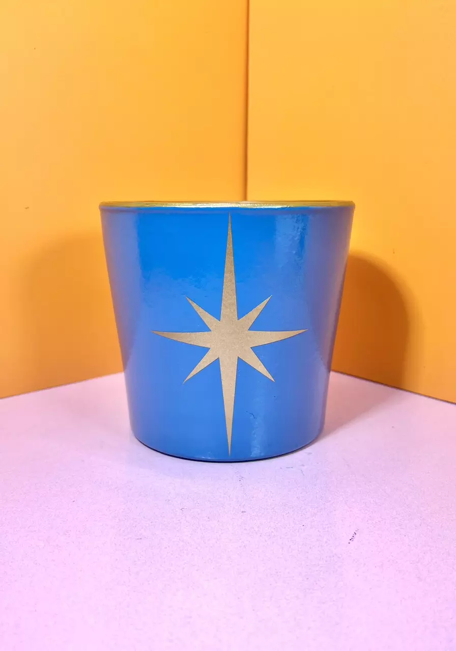 Hand Painted Vinyl Decal Pot - 4.8 in. | Nantucket Blue thumbnail