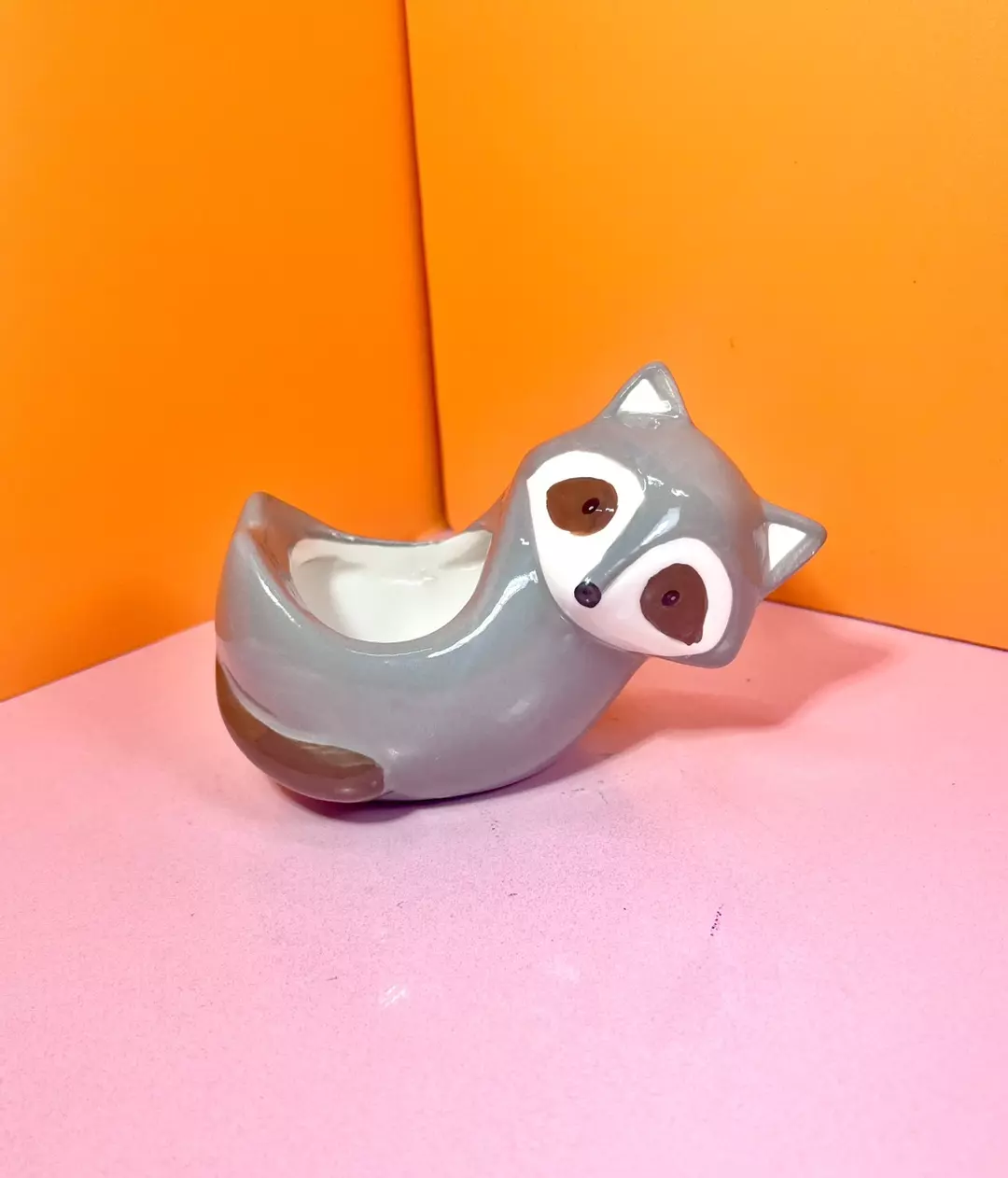 Mini Ceramic Raccoon Cache Pot thumbnail