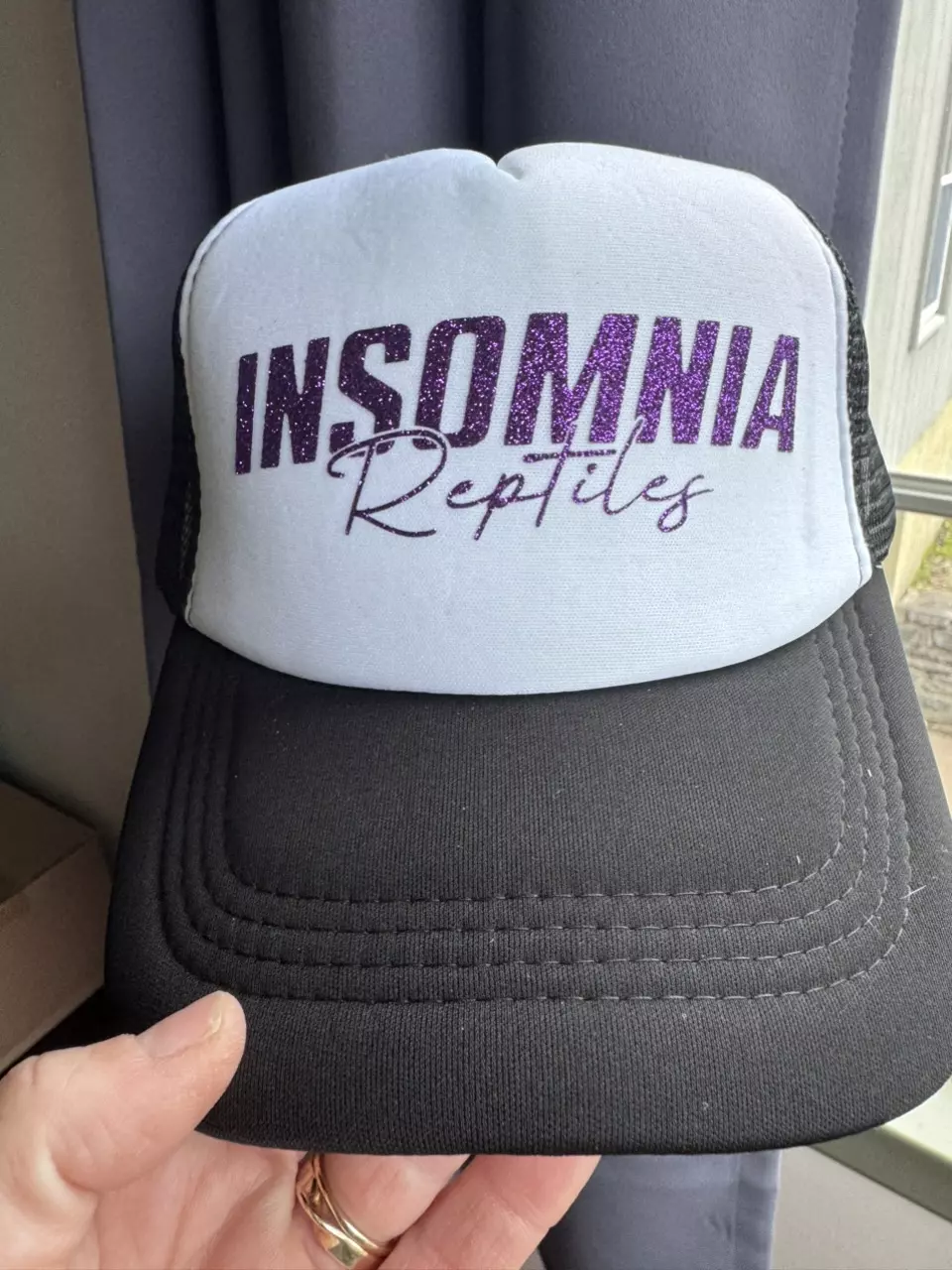 Purple “Insomnia Reptiles” Trucker hat thumbnail