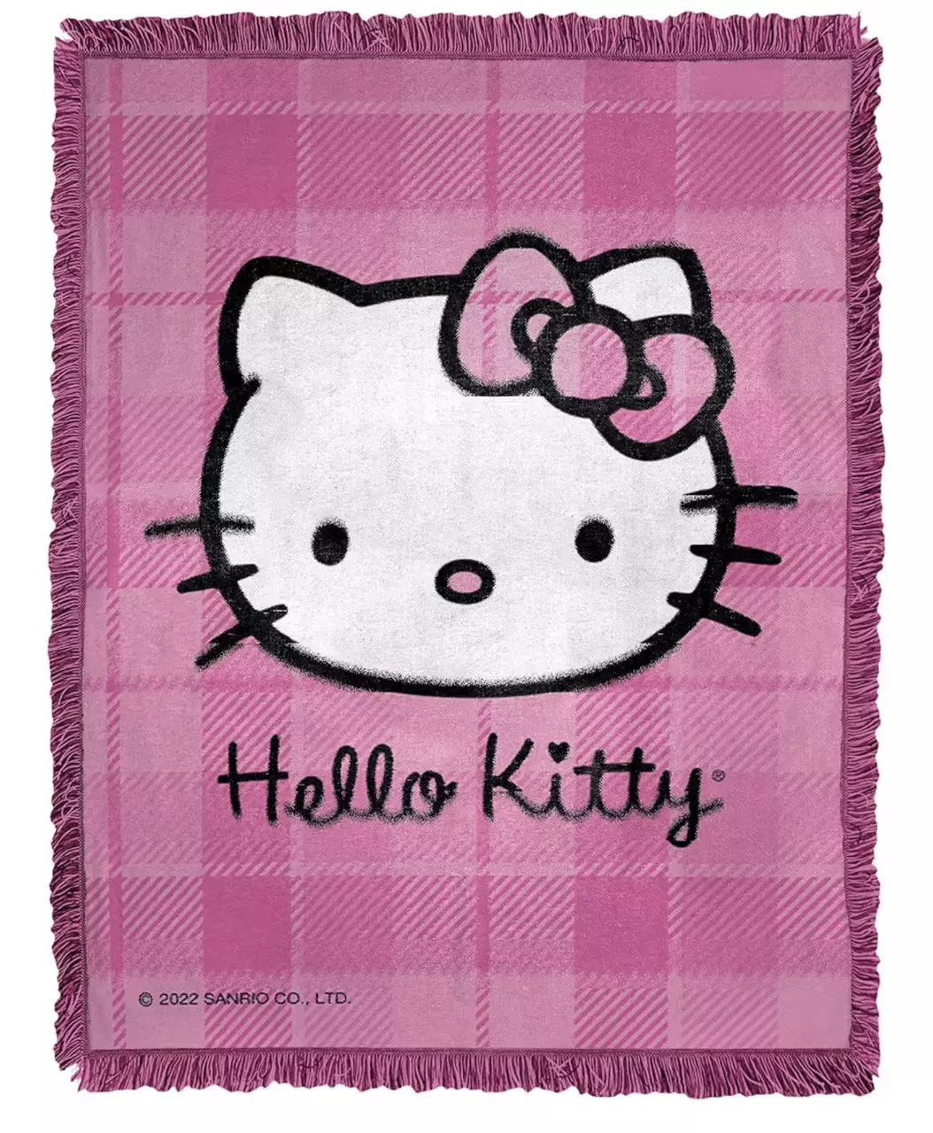 Hello Kitty Plaid Perfect Fringed Woven Jacquard Throw 46 X 60 thumbnail