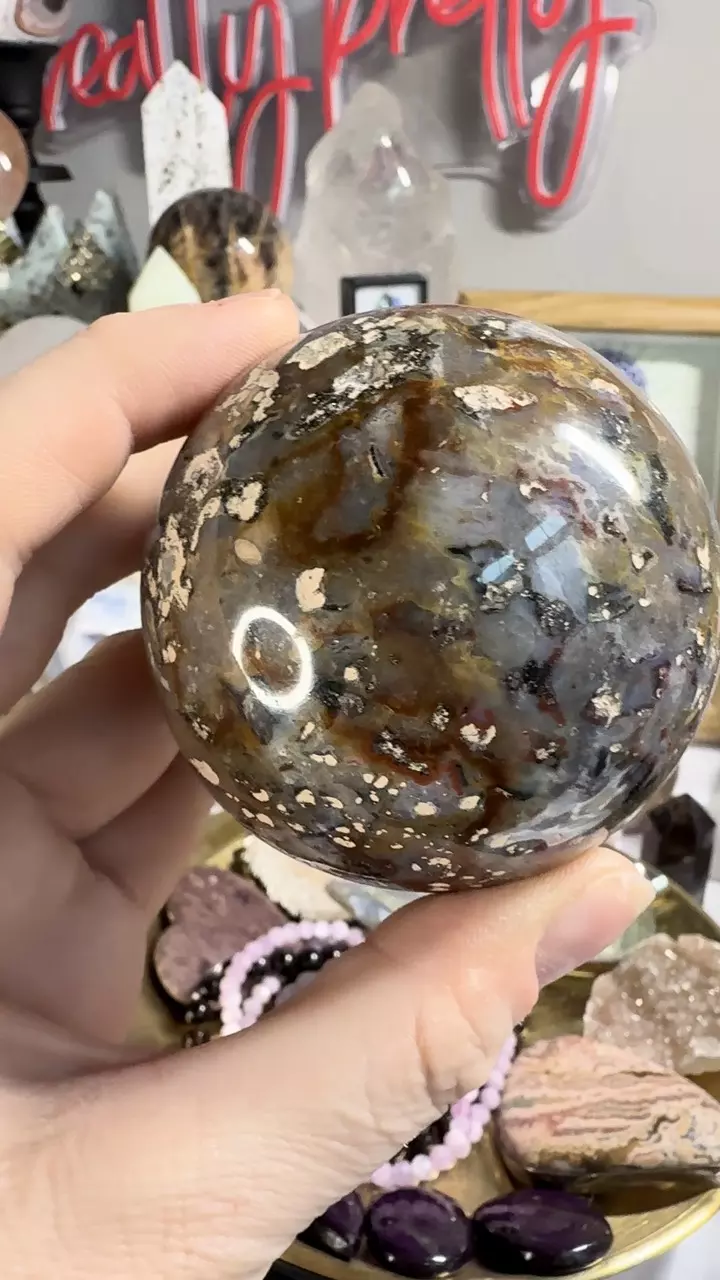 Ice cream jasper sphere - 64 mm thumbnail