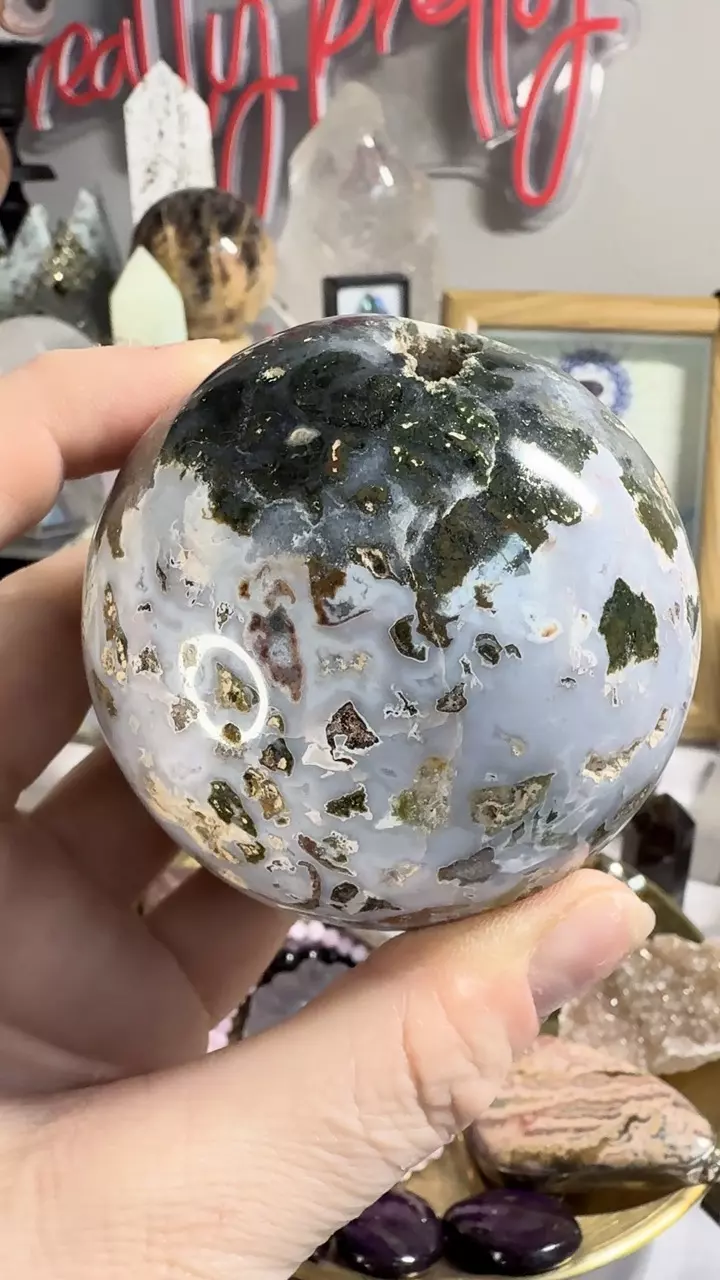 Ice cream jasper sphere - 70 mm thumbnail