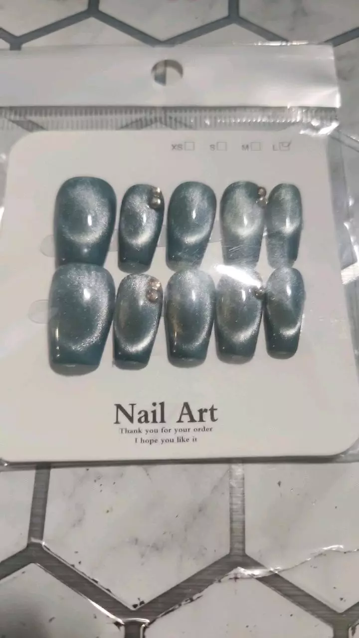 Metallic Turquoise Nails-L thumbnail
