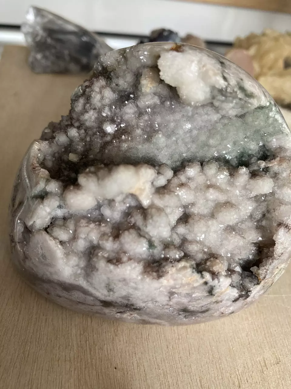 Pink Green and Cream Botroydal amethyst thumbnail