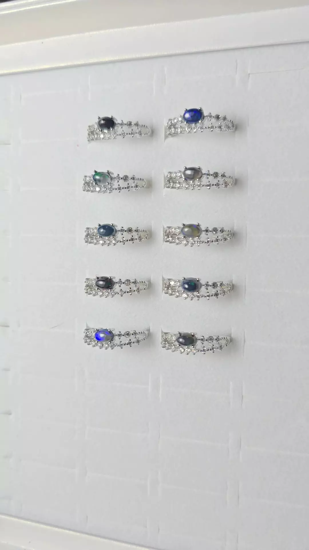 Triple plated sterling over copper black fire opal adjustable ring thumbnail