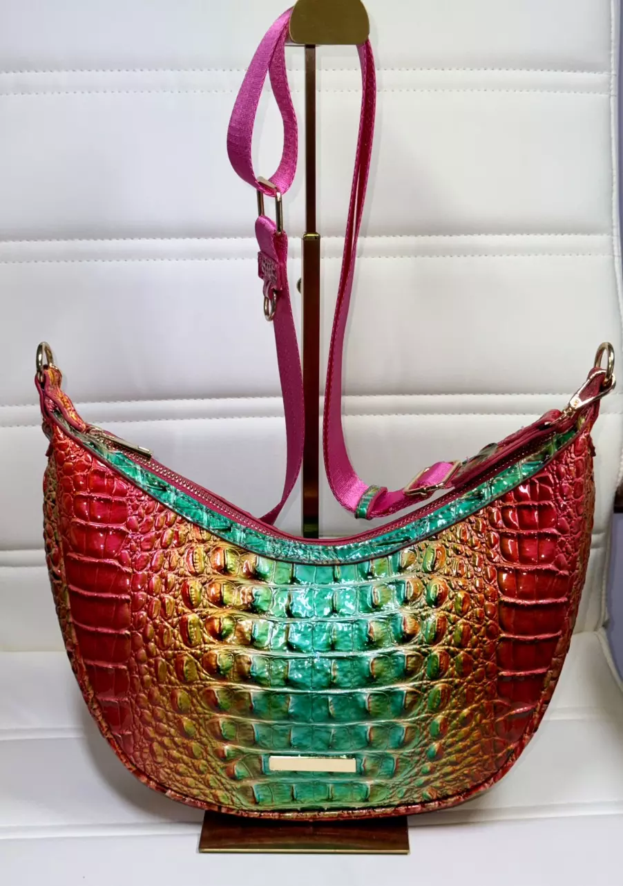 Vibrant Croc Embossed Shoulder Bag – Multi Color Statement 🔥 thumbnail