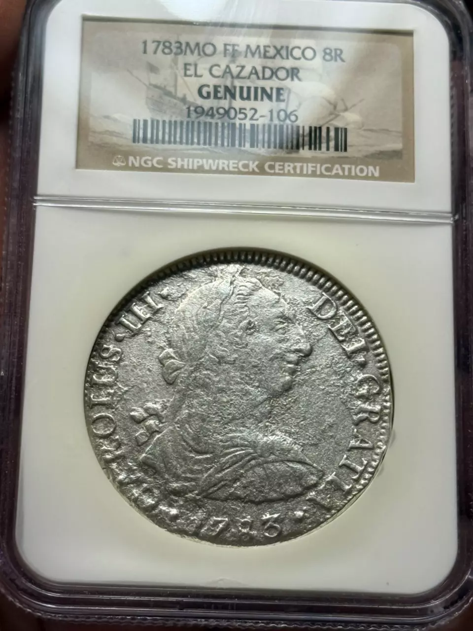 1783 Mo Mexico 8 Reales EL CAZADOR Shipwreck NGC Genuine Nice Condition thumbnail