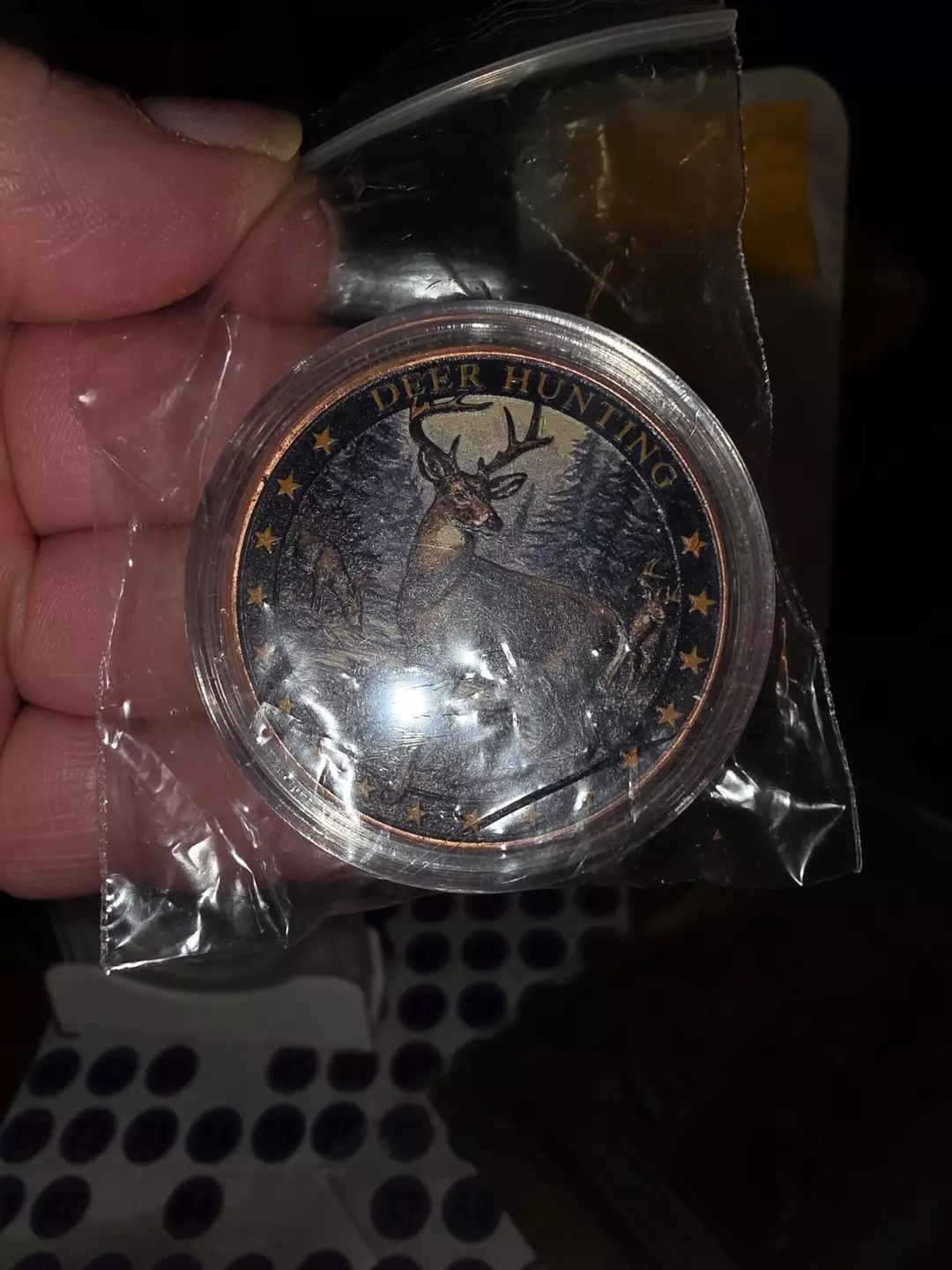 "Deer Hunting" themed copper round, typically weighing 1 oz and composed of .999 thumbnail