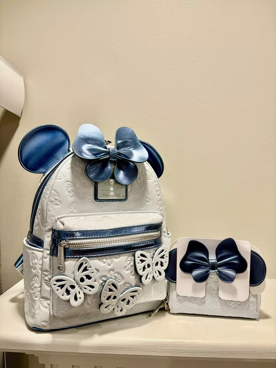 Loungefly Disney Minnie Mouse Blue Butterfly Backpack and matching wallet thumbnail