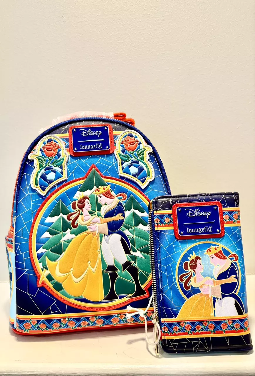 Loungefly Disney Beauty and the Beast Stained Glass Backpack & matching Wallet thumbnail