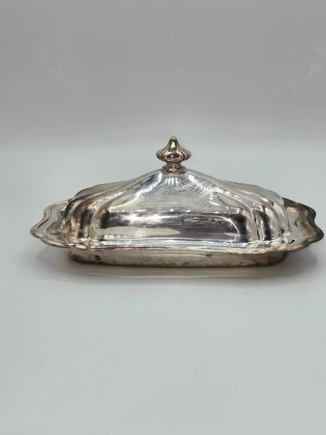 Gorham Heritage Silverplate Butter Dish With Lid and Glass Insert 7.5" X 3.1/4" thumbnail