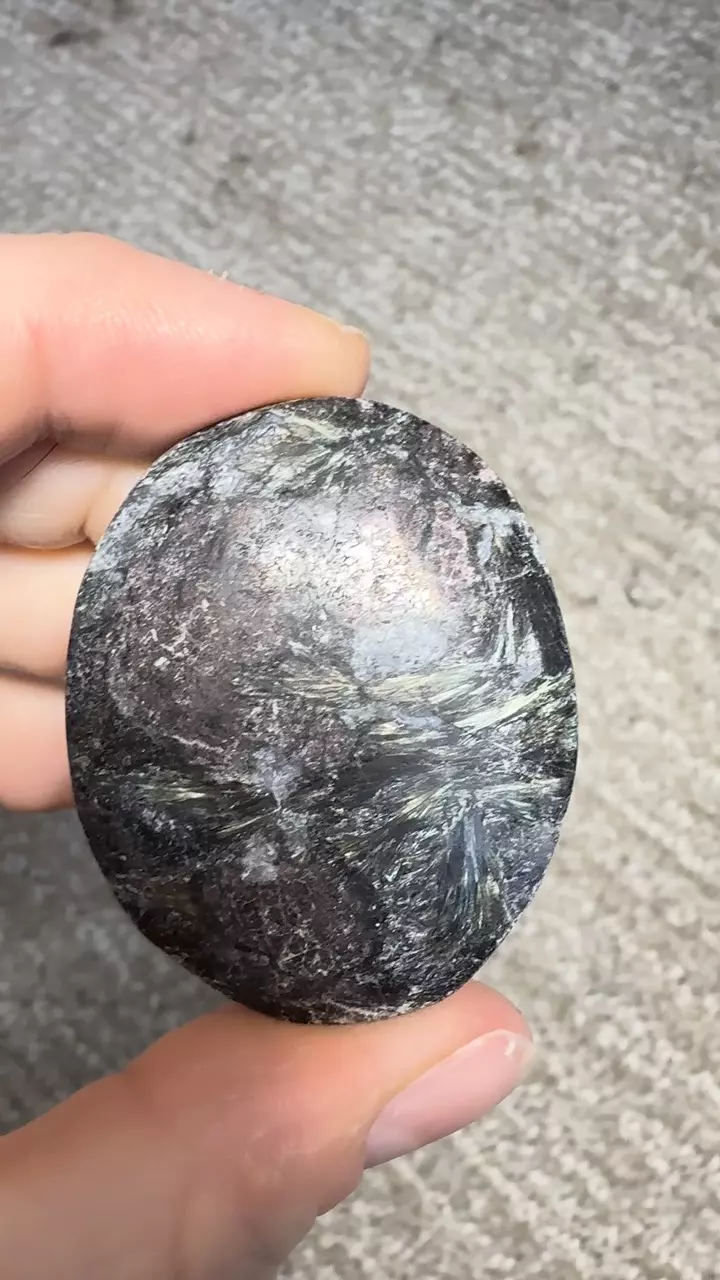 Garnet in arfvedsonite palm stone thumbnail