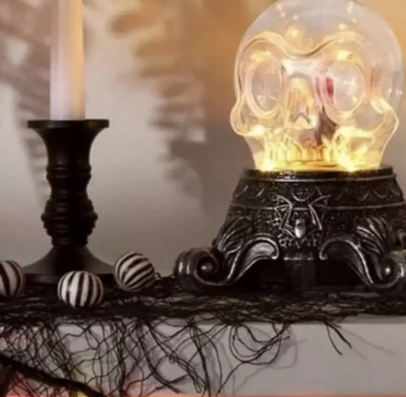 LED Skull Crystal Ball Light – Halloween Decor Lamp – Gothic Spooky Tabletop Dec thumbnail