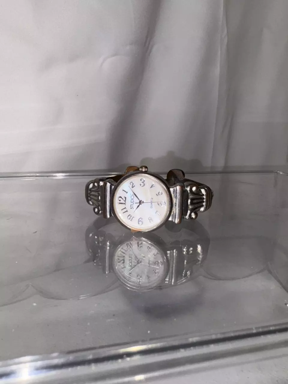 Vintage Style Silver Cuff Bracelet Watch Studio Quartz Adjustable Women’s Watch thumbnail