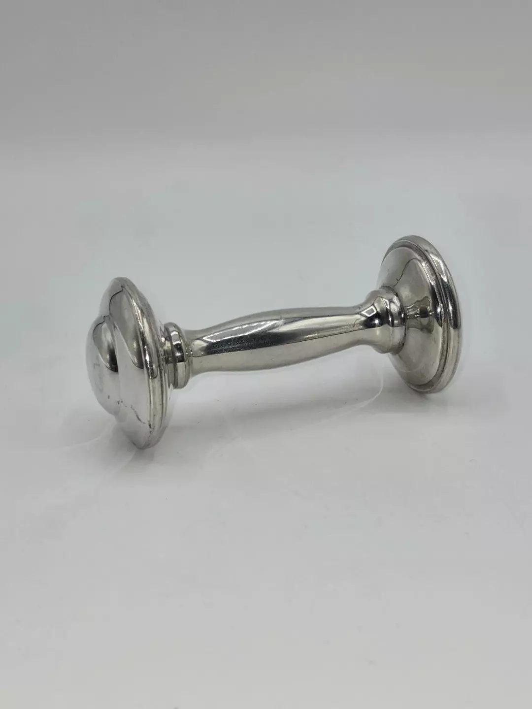 Empire Silver Pewter Baby Rattle Monogram JML Bright Finish USA Vintage thumbnail