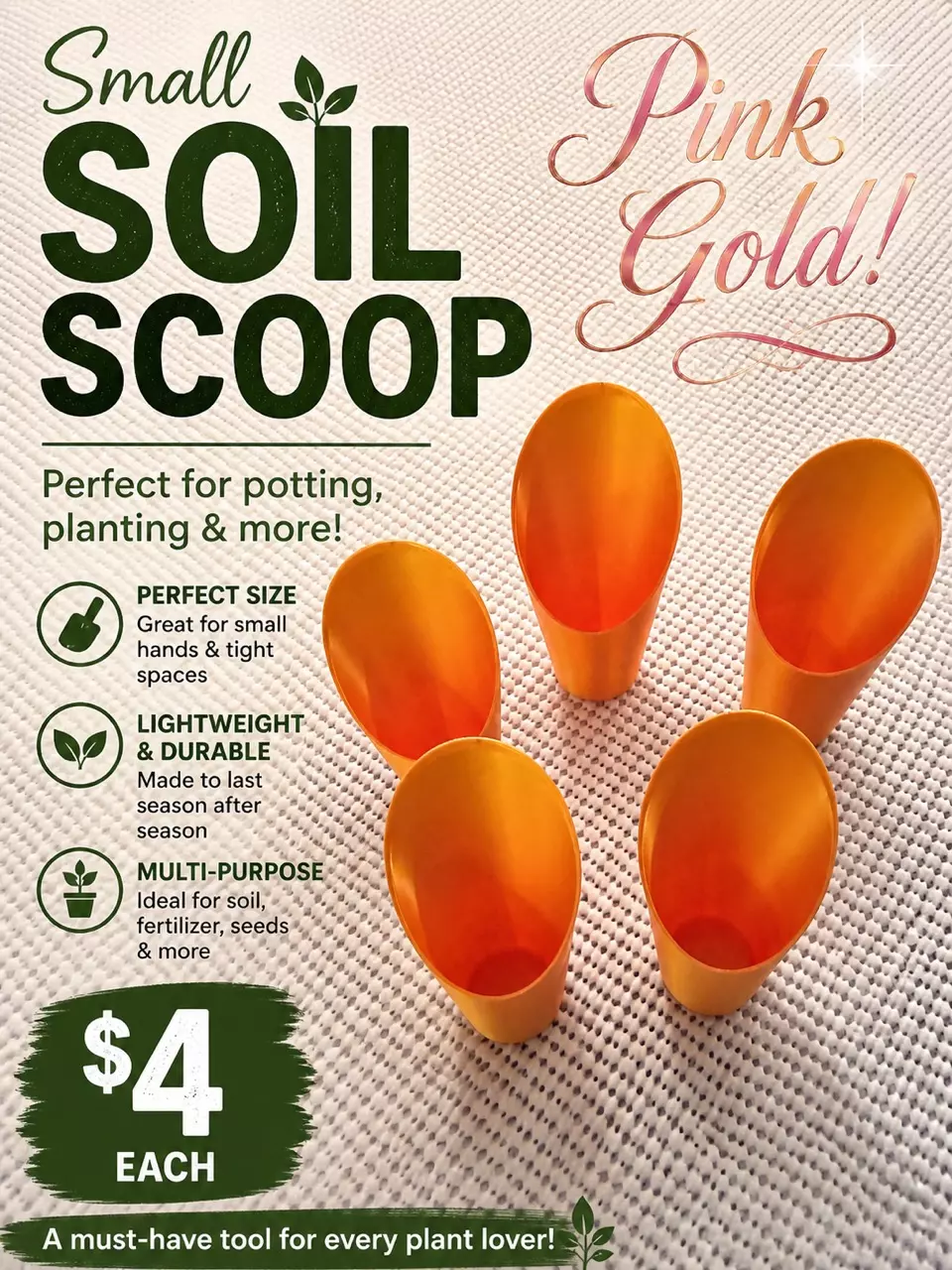 Soil Scoop Small Pink/ Gold (each) thumbnail
