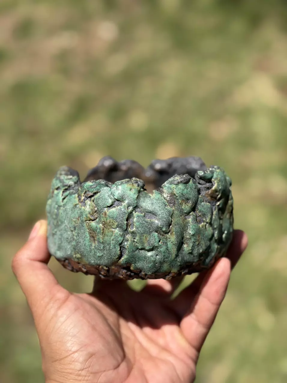 Turquoise crater bonsai 4.5x2.5H thumbnail