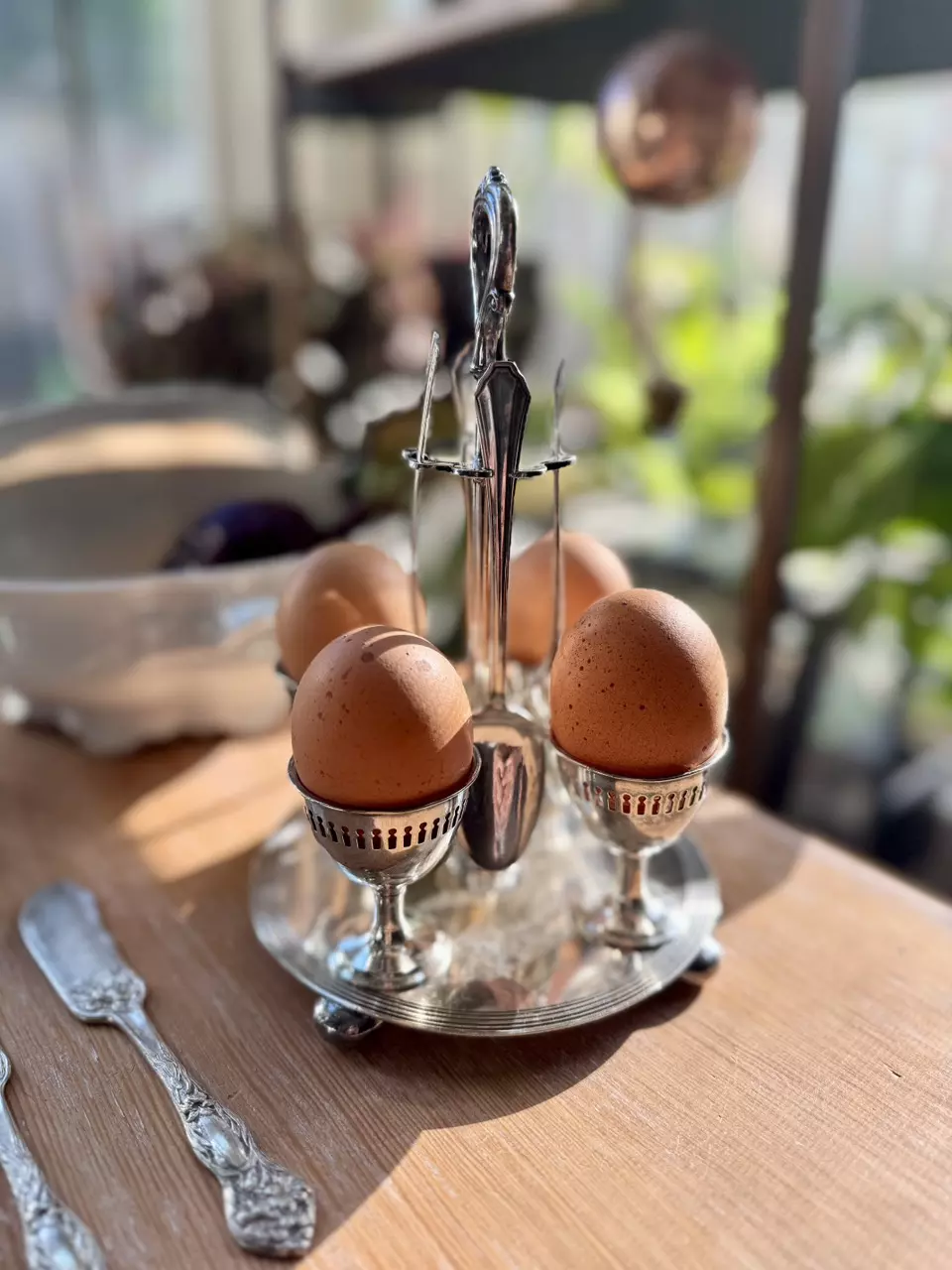 Antique silverplated egg service set thumbnail
