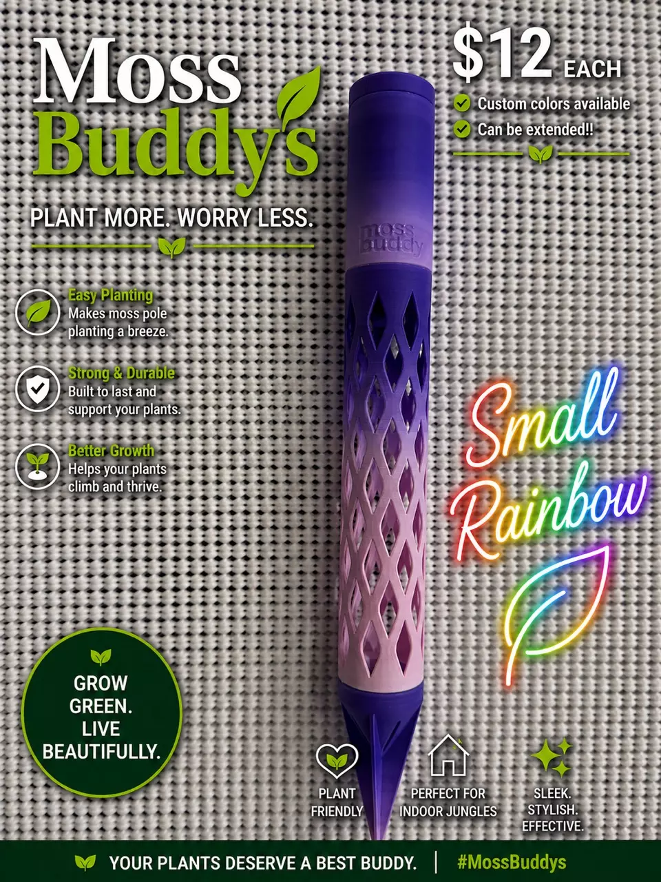 Moss Buddy 9”moss pole Rainbow 🌈 thumbnail