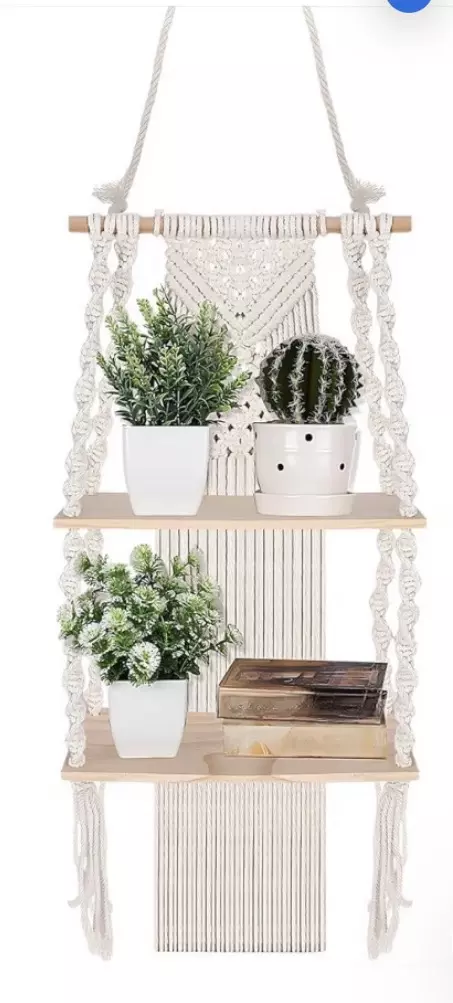 Wall Shelf Floating Woven Rope Decorative Storage Racks Holder Organizer. thumbnail