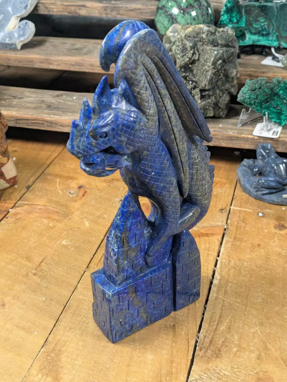 Lapis Lazuli (UV) Dragon on Castle ~2.6 Pounds thumbnail