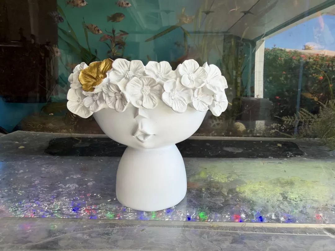 1x Flower Vase Ceramic Face Design, Ceramic Face Vase Ceramic Sculpture thumbnail