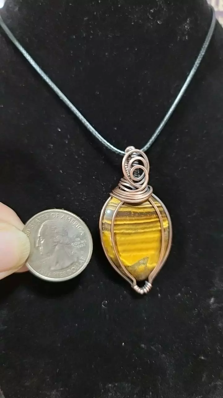 Copper wrapped pendant Tiger eye thumbnail
