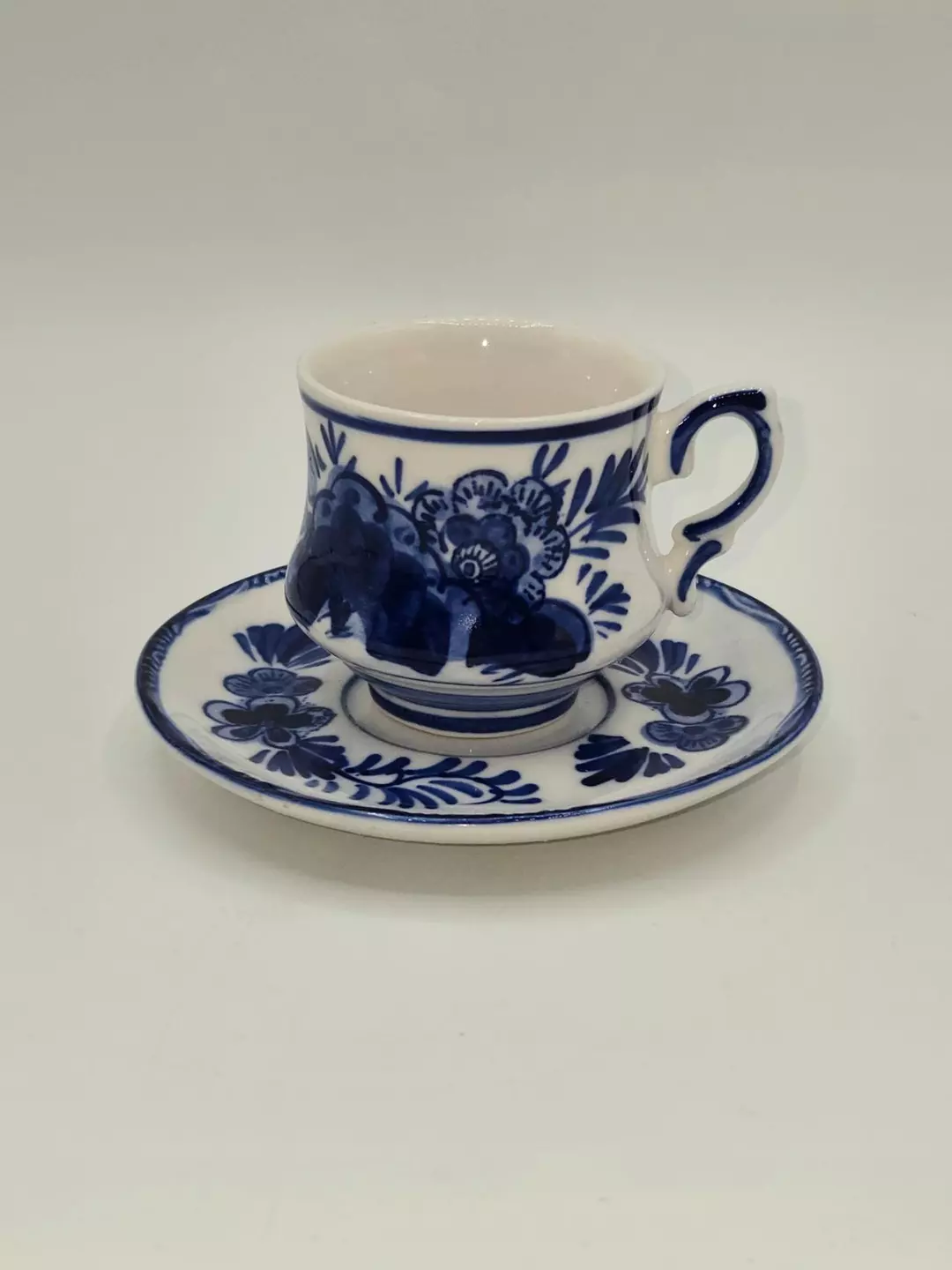 Vintage Delft Blue Hand Painted Demitasse Cup Saucer Set #821 Holland thumbnail