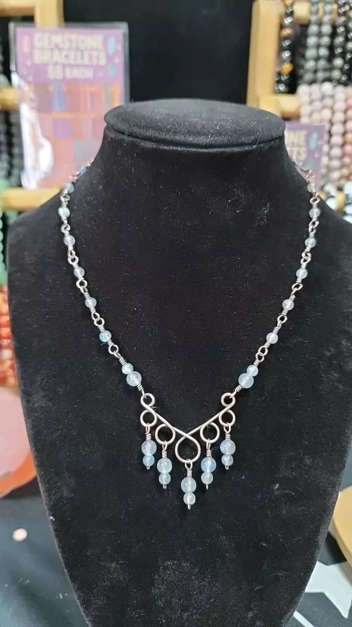 Copper necklace 15.5" plate style with Labradorite thumbnail