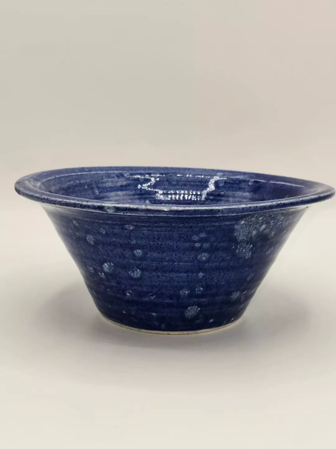 Signed Studio Pottery Blue Speckled Stoneware Bowl Handmade Wheel Thrown 2002 thumbnail