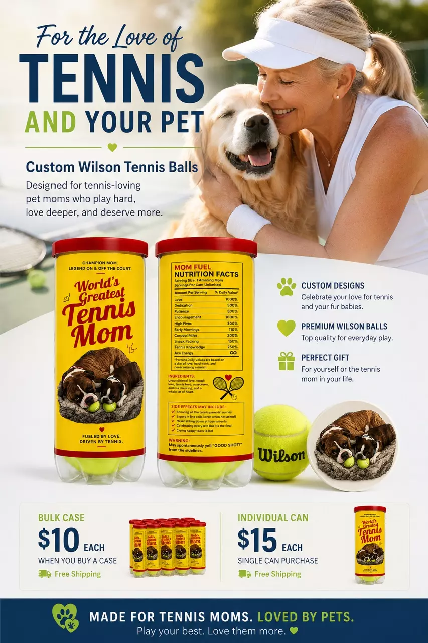 Custom Wilson Tennis Ball Canister for Tennis Moms | Personalized Pet Gift thumbnail